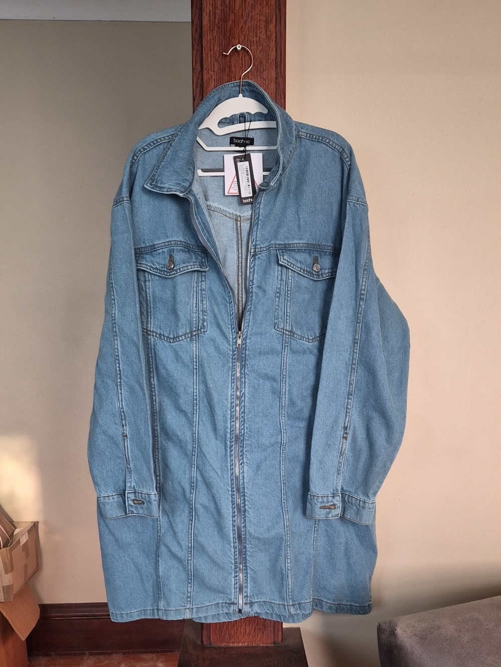 boohoo Plus Denim Zip Up Shift Dress US 20